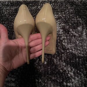JIMMY CHOO Patent Leather Pointy Toe Pumps, Nude